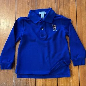 Ralph Lauren Royal Blue Polo Bear Cotton Mesh Polo Size Boys 24 Months EUC